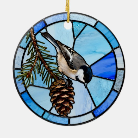 Chickadee on Pinecone Christmas Tree Ornament (Achterkant)