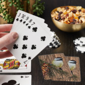 Chickadee on Rustic Barn Board Pokerkaarten (Insitu)