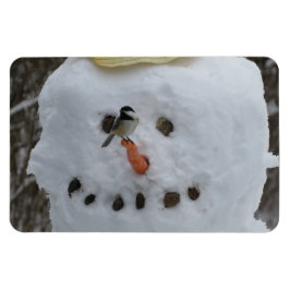 Chickadee on Snowman Carrot Nose Magneet
