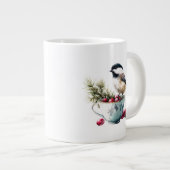 Chickadee on Teacup With Cranberries Extra Grote Beker (Voorkant rechts)