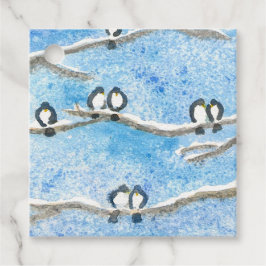 Chickadee on Tree Branches in Winter Snow Gift Ta Bedankjes Labels