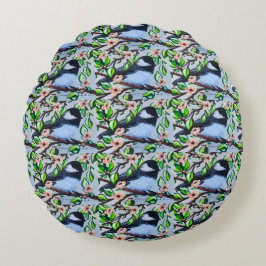 Chickadee Pouf Pillow Rond Kussen