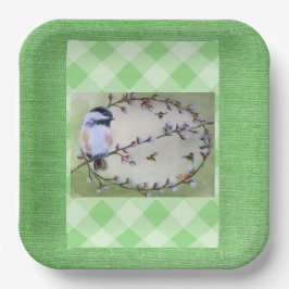Chickadee Pussy Willows bijen Papieren Bordje
