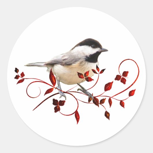 Chickadee Ronde Sticker (Voorkant)