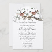 Chickadee Vintage Oiseaux Mariage Invitation (Devant)