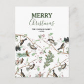 Chickadee Vogels Bessen & Pinecones Kerstmis Feestdagenkaart (Voorkant)