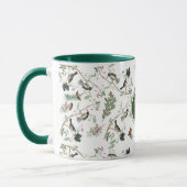 Chickadee Vogels Bessen & Pinecones Monogrammed Mok (Links)