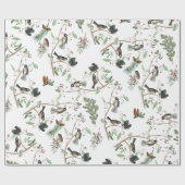 Chickadee Vogels Bessen & Pinecones Waterverf Cadeaupapier (Vlak)