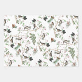 Chickadee Vogels Bessen & Pinecones Waterverf Inpakpapier Vel (Voorkant 2)