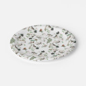 Chickadee Vogels Bessen & Pinecones Waterverf Papieren Bordje (Gekanteld)