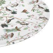 Chickadee Vogels Bessen & Pinecones Waterverf Snijplank (Hoek)