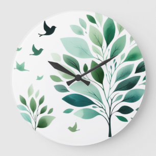 Chickadee Wall Clock, 10 "Rond Natuurlijke Hout Li Grote Klok