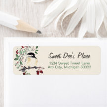 Chickadee Waterverf Art Return Address Label
