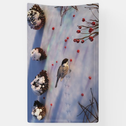 Chickadee Winter Banner (Verticaal)