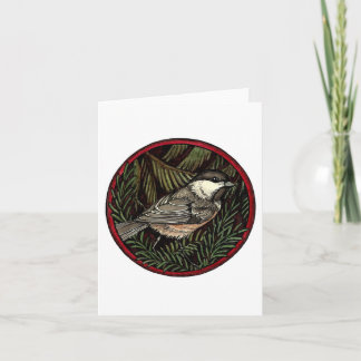 Chickadee Winter Bird Wenskaart Feestdagen Kaart