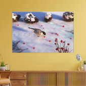 Chickadee Winter Canvas Print (Insitu (Woonkamer))