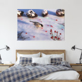 Chickadee Winter Canvas Print (Insitu (Slaapkamer))