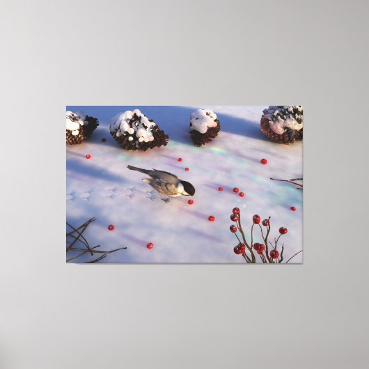 Chickadee Winter Canvas Print (Voorkant)