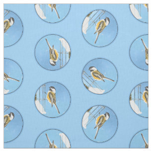 Chickadee Winter Feeder Schilderij Originele Vogel Stof