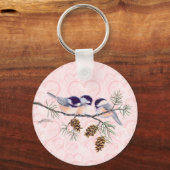 CHICKADEES EN PINECONESdoor SHARON SHARPE Sleutelhanger (Voorkant)