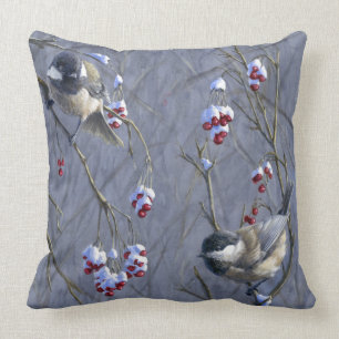 Chickadees & Redpoll Reversible Accent Pillow Kussen