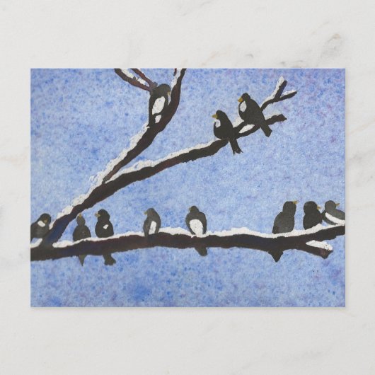Chickadees sur les branches de neige Carte postale (Devant)