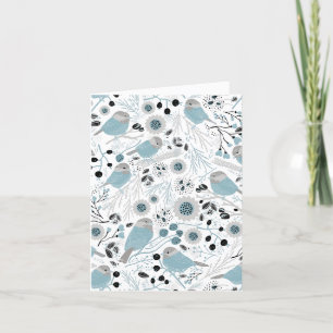 Chickadees Sweet Blue Black Grey Carte de remercie