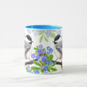 Chickadezen in Vergeet me niet Mok bloemen (Midden)