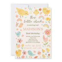 Chicken 1st Birthday Party uitnodiging