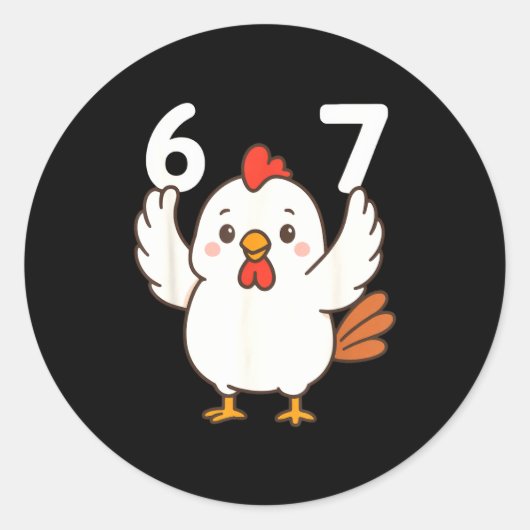 Chicken 67 Meme Six Seven Funny Gen Alpha  Ronde Sticker (Voorkant)