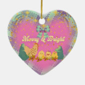 Chicken and Hen Christmas ceramic heart ornament (Achterkant)