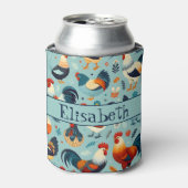 Chicken and Rooster Design Personaliseren Blikjeskoeler (Blikje Voorkant)