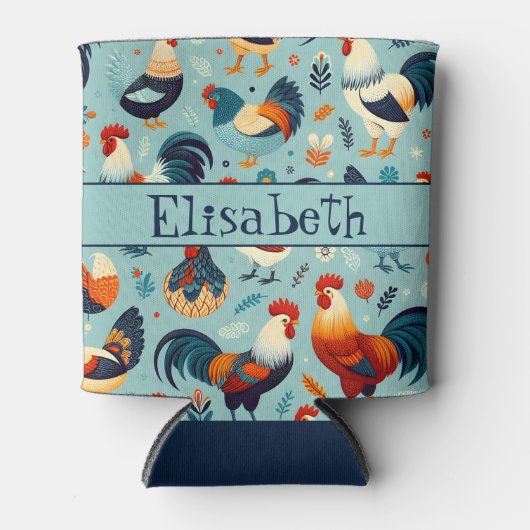 Chicken and Rooster Design Personaliseren Blikjeskoeler (Voorkant)