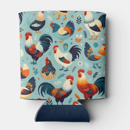Chicken and Rooster Design Personaliseren Blikjeskoeler (Achterkant)