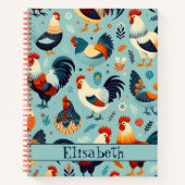 Chicken and Rooster Design Personaliseren Notitieboek (Voorkant)