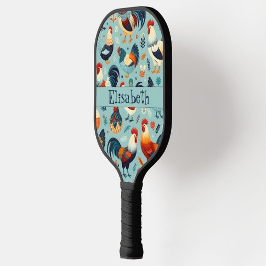 Chicken and Rooster Design Personaliseren Pickleball Paddle (Links)