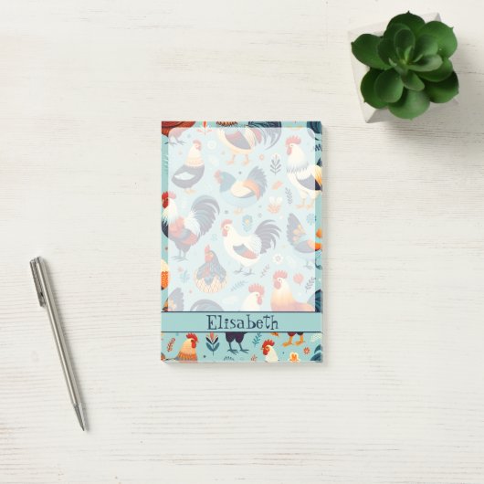 Chicken and Rooster Design Personaliseren Post-it® Notes (Kantoor)