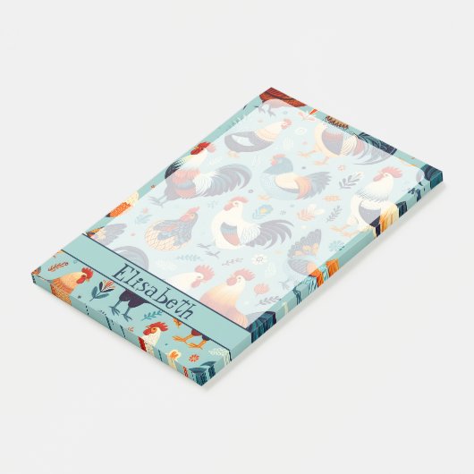 Chicken and Rooster Design Personaliseren Post-it® Notes (Schuin)