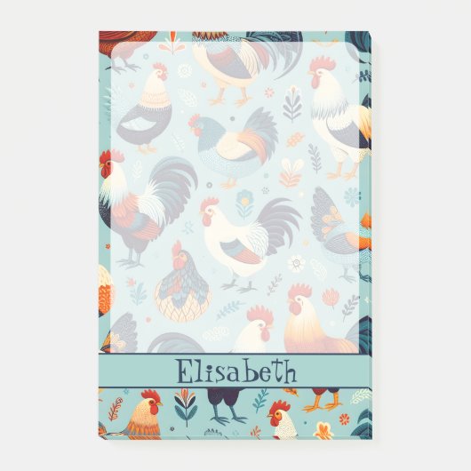 Chicken and Rooster Design Personaliseren Post-it® Notes (Voorkant)