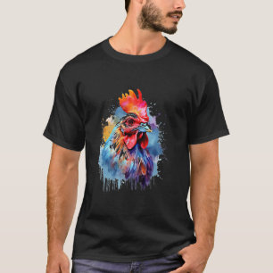 Chicken Animal Abstract Zoo Kleurrijke Portret Chi T-shirt