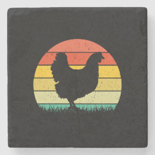 Chicken Art Chicken Retro Vintaage Stenen Onderzetter