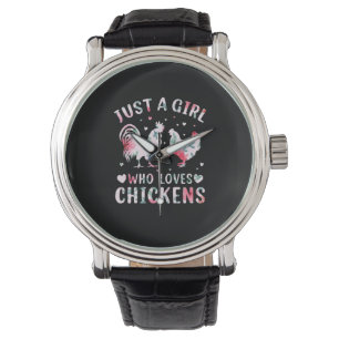 Chicken Art Girl die van kippen houdt Horloge