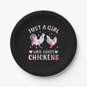 Chicken Art Girl die van kippen houdt Papieren Bordje