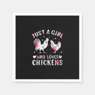 Chicken Art Girl die van kippen houdt Servet