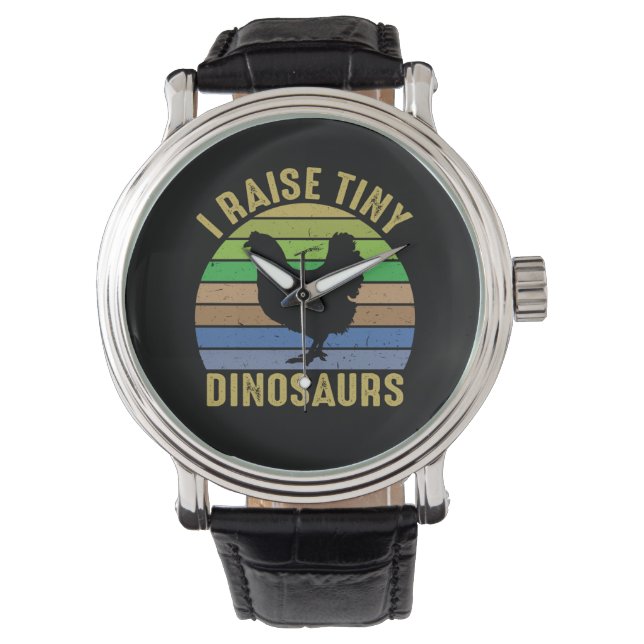 Chicken Art I Raise Tiny Dinosaurs Horloge (Voorkant)