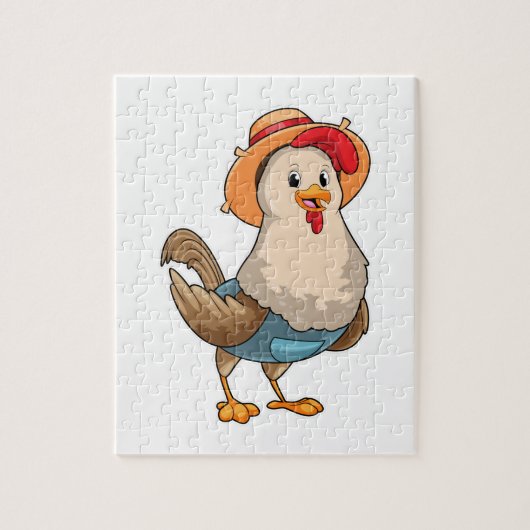 Chicken as Farmer with Hat Legpuzzel (Verticaal)