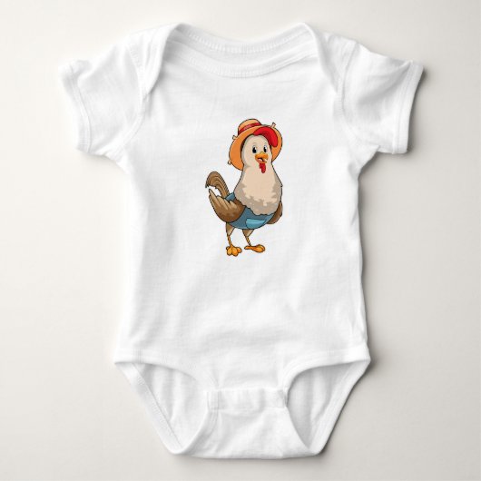 Chicken as Farmer with Hat Romper (Voorkant)