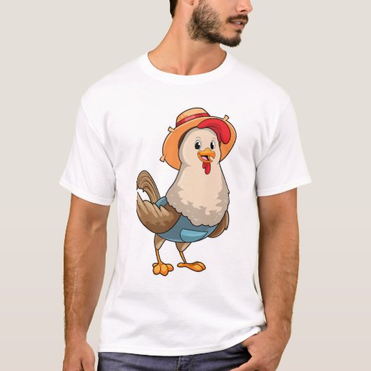 Chicken as Farmer with Hat T-shirt (Voorkant)