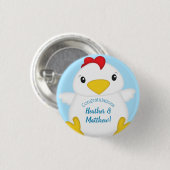 Chicken Baby shower Blue Boy Ronde Button 3,2 Cm (Voorkant /achterkant)