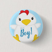 Chicken Baby shower Blue Boy Ronde Button 3,2 Cm (Voorkant)